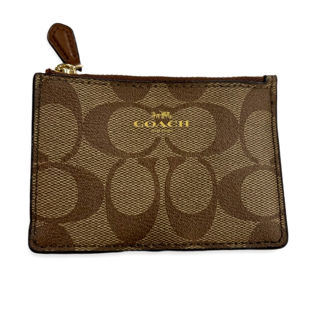 Coach F16107 cross grain leather logo mini skinny ID card holder